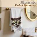 Eieanao Funny Raccoon Gifts Hand Towel for Bathroom, Raccoon Microfiber Dish Towel, Cute Raccoons Farmhouse Washroom Decor, Funny Animal Bathroom Decor, 16x24 Inch