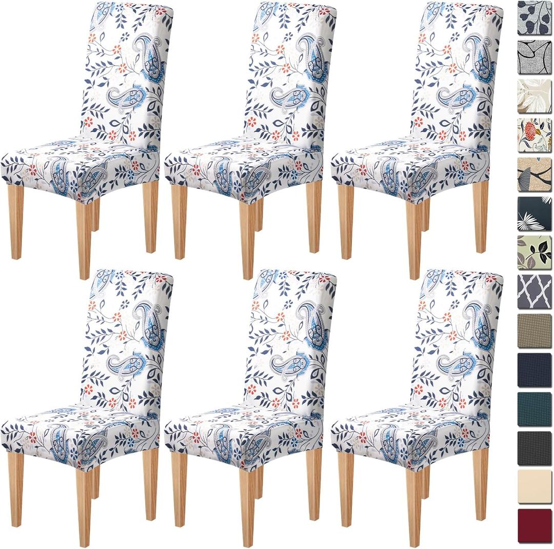 Dioxide High Stretch Chair Covers for Dining Chairs, Washable Dining Chair Covers Set of 6, Soft Kitchen Chairs Seat Covers, Parsons Chair Slipcovers Protectors for Home Hotel Restaurant Banquet