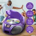 Magnavox MD6924 Portable Top Loading CD Boombox with AM/FM Stereo Radio in Black | CD-R/CD-RW Compatible | LED Display | AUX Port Supported | Programmable CD Player | (Purple)