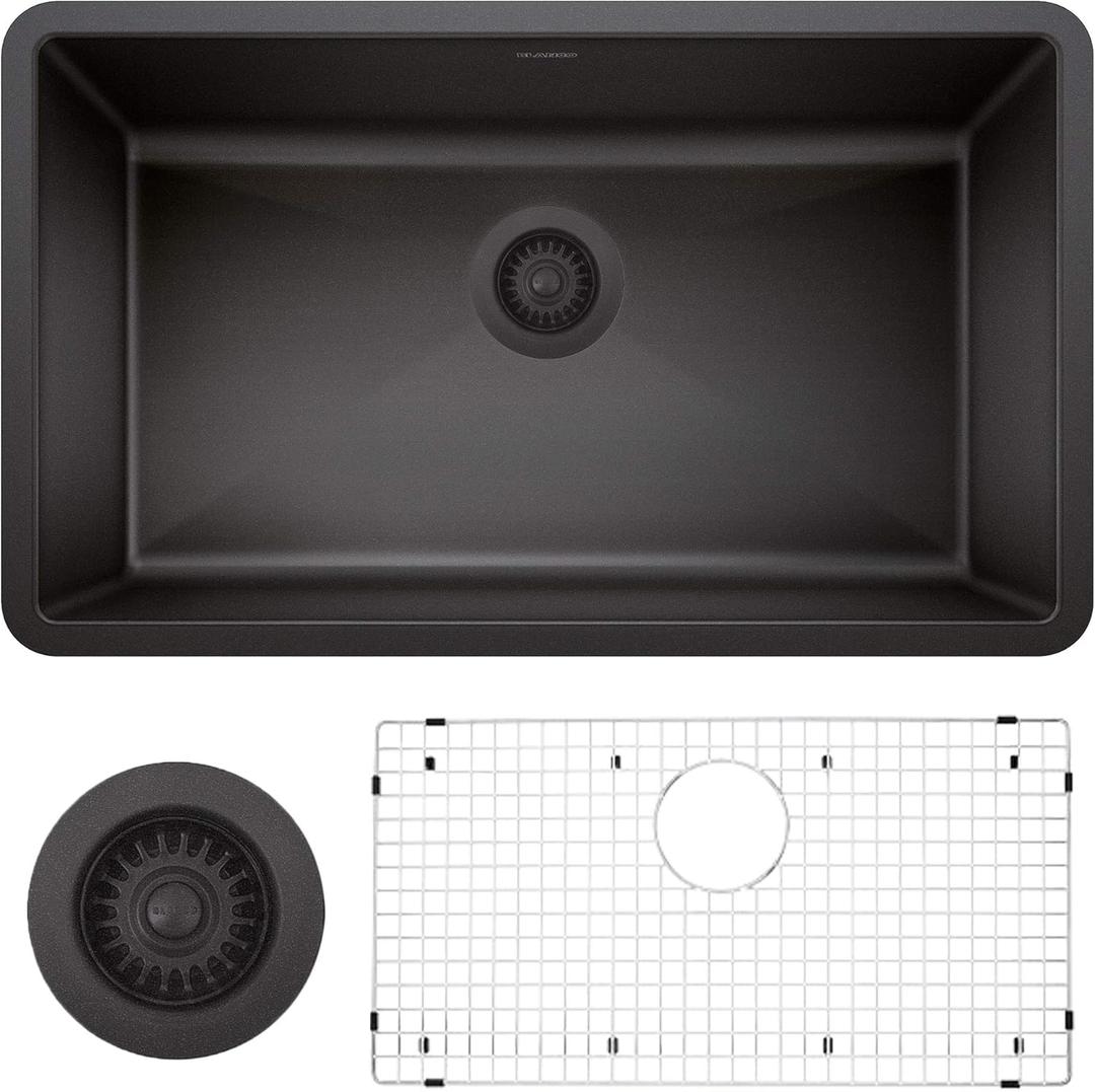 BLANCO 440149-KIT Precis Super Single Set Kitchen Sink with Accessories, Anthracite