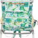 Tommy Bahama 5-Position Classic Lay Flat Backpack Beach Chair with Cooler and Cup Holder, Portable Folding Beach Chair for Tanning, Tropical Leaves