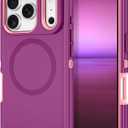 I-HONVA for iPhone 17 Pro Case [Compatible with MagSafe] Shockproof 3-Layer Full Body Protection [Without Screen Protector] Rugged Heavy Duty Cover Case for Apple iPhone 17 Pro 6.3" 2025,Purple/Pink