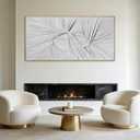 White Abstract Framed Canvas Wall Art, Textured Sculptural Minimalist Artwork, Modern Neutral Wall Decor for Living Room Bedroom Office, Above Sofa, 24x48 Inch