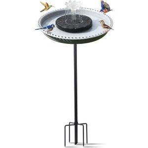 Solar Powered Bird Bath with Fountains for Hummingbirds,Stable Stylish Design with 5-Prong Base Metal Stake Plastic Bird Baths for Outside Lawn Patio Yard Garden