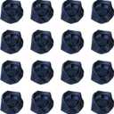 MECCANIXITY 16 Pcs Ribbon Roses, 2 Inch Lapel Pin for Men Satin Ribbon Flower Rose Artificial Fabric Flowers for DIY Crafting Accessories Wrapping Wedding Gift Decoration, Navy Blue