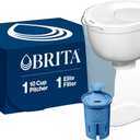 Brita Large 10-Cup Elite Water Filter Pitcher, WQA NSF/ ANSI Certified, Reduces 99% of Lead, Microplastics, & 30 Contaminants, BPA-Free, Removes Chlorine Taste & Odor, 1 Elite Filter, White