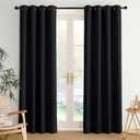 NICETOWN Black Blackout Curtains Bedroom Drapes 84 inch long 2 Panels, Cortinas Thermal Grommet Curtains for Living Room, Noise Reducing Privacy Window Treatment Shades for Nursery, Laundry Patio, W52