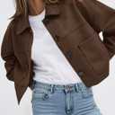 PRETTYGARDEN Women's Faux Suede Cropped Jacket Casual Lightweight Fall Fashion 2026 Winter Coats Outerwear Trendy Clothes (Brown, M)