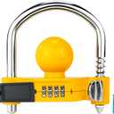 Funmit Trailer Lock Universal Hitch Lock with Combination Lock, fit 1-7/8", 2", 2-5/16" Coupler, Camper Accessories for Travel Trailers Boats Trucks Rvs Yellow