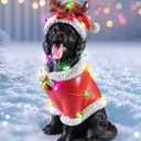 Lighted Christmas Decoration Outdoor Dog Statue, Dog Sculpture Figurine With Pink Christmas Outfit & Lights for Garden, Patio And Yard, Indoor Holiday Dcor Gift For Mom and Dad