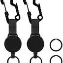 2 Pack Retractable Key Chain Heavy Duty Badge Holder Reel with Multitool Carabiner Belt Clip and Key Ring for Key Holder, Steel Wire Cord Up to 23.5 inch