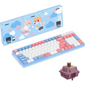 GATERON iG 98 Co-Branded Mechanical Gaming Keyboard, Tri-Mode Hot Swappable Wired/Bluetooth/2.4G Wireless Keyboard with RGB Light for Windows & Mac, PBT Keycaps (Sweet Time, Mountain Top Switch)
