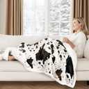 Heated Blanket Throw Electric Blanket with Foot Pocket, GentleSoft Flannel Blanket Throw with 10 Heating Settings,10 Hours Auto Off, Cow Print Cozy Soft, Washable, Warm Gifts (50x62 Inch)
