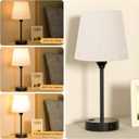 Mini Bedside Lamps for Bedrooms Set of 2 - Nightstand Bedroom Lamps with USB C Port and AC Outlet Charging, Dimmable Touch Small Bed Side Table Lamp, Black Night Stand Light for Kids/Guest Room