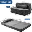 Cvortll Folding Sofa Bed, Convertible Sleeper Chair with Pillow, High Density Memory Foam Fold Out Couch, Foldable Mattress Futon Sofa for Living Room/Dorm/Guest Use/Apartment/Home Office Twin