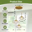 3-Light Gold Chandelier Modern Kitchen Island Pendant Light with Clear Glass Globe Shades Adjustable Height Flush Mount Ceiling Light Fixture for Dining Room Bedroom Living Room.