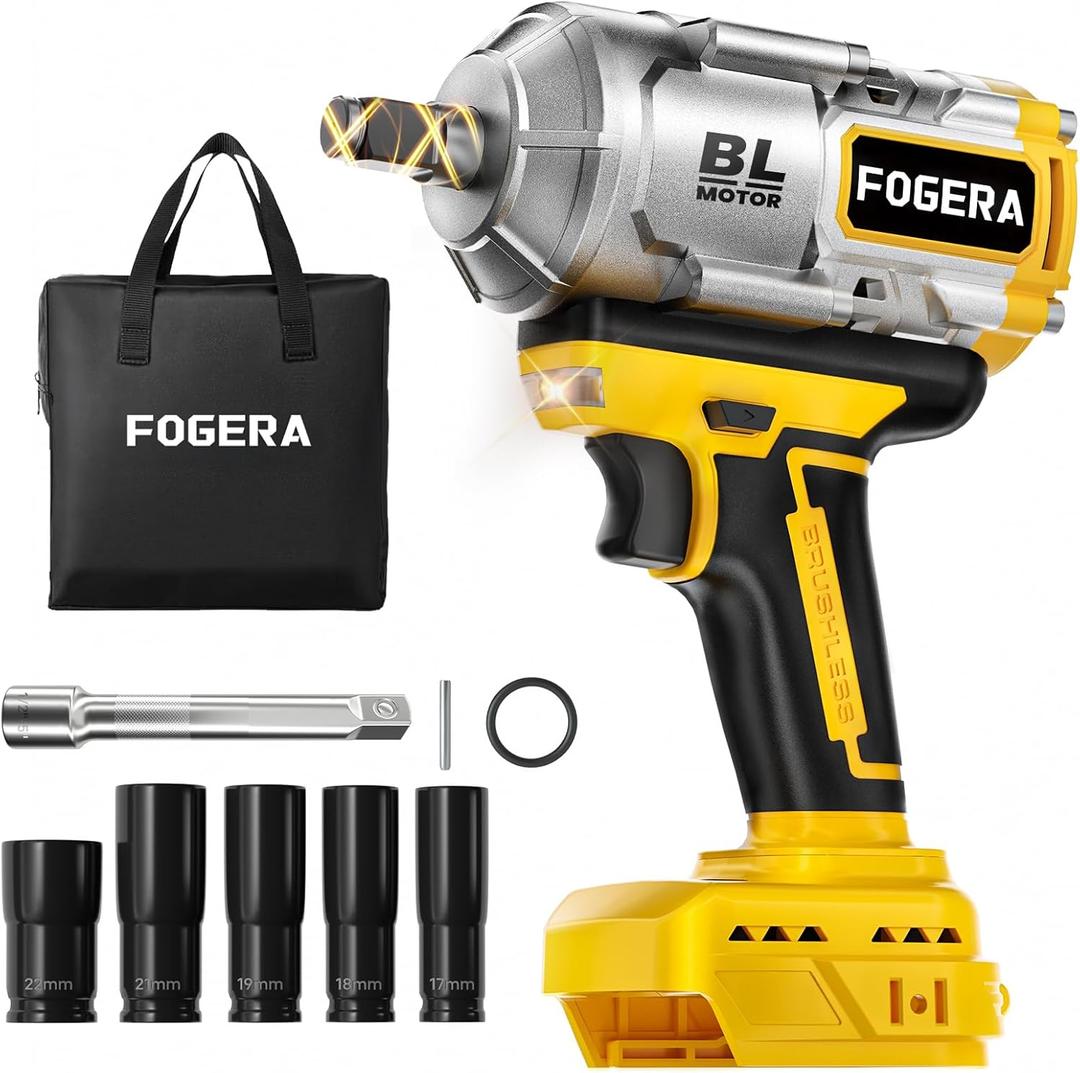 Cordless Impact Wrench 1/2 Inch - Compatible with Dewalt 20V Batteries, 1100 Ft-lbs (1500N.m) High Torque Impact Driver, Brushless Impact Gun with 3 Speed Modes & LED Light (Battery Not Included)