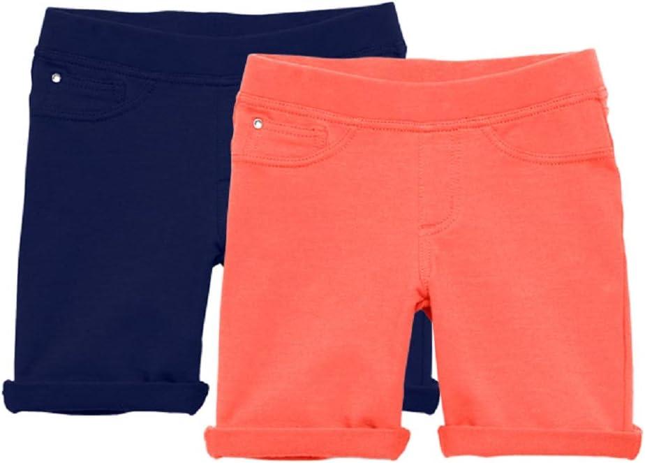 KIDPIK Shorts for Girls - 2 Pack Kids 5 Pocket Knit Bermuda Spring or Summer Shorts, Size: 10