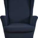 HZDHCLH Wingback Chair Slipcovers 2 Piece,Stretch Spandex Wingback Chair Covers for Living Room Armchair,Washalbe Sofa Slipovers (Navy Blue) (A1)
