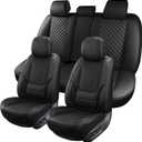 Black Leather Car Seat Covers Full Set Breathable Seat Protectors Waterproof Automotive Seat Covers Universal Fit for Most Cars SUVs Trucks Vehicles (Front and Rear, BALCK4)
