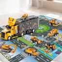 NIPLOOOW Construction Trucks Toy Set with Play Mat, Carrier Truck Play Vehicles Set for 3 4 5 6 Years Old Boys Kids, Die-Cast Car Toy for Toddlers 3-4 Years, Birthday Gifts Toys for 3-9 Year Old Boys