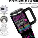 WWHSAl Girls Just Wanna Have Fun Neon Girl Tumbler  Bachelorette Party Girl Birthday Slumber Party Pajama Partys Girls Night Out Stainless Steel Insulated Travel Mug Trendy Gift for Teen 40oz
