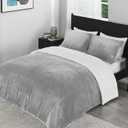 downluxe Ultra-Soft Micromink Sherpa King Size Comforter Set with 2 Pillow Shams - 3-Piece Set - Grey - Plush Warm Fall Winter Blanket & Bedding Comforter Sets (01 - Fleece - Light Grey)