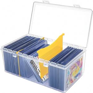 SAMYUCHO Trading Card Storage Box with 2 Dividers for 500 Sports Cards, Plastic Bulk Display Holder Collection Organizer Cases Container Fit for Baseball Football Playing Magic Cards 1 Pcs