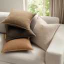 MIULEE Neutral Brown Linen Pillow Covers Pack of 4 Decorative Natural Fall Throw Pillow Covers Soft Accent Boho Farmhouse Couch Pillowcases Modern Spring Decor for Living Room Bed Sofa 20x20 Inch