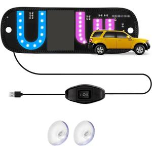 LED Light Sign for Car Windshield, LED Car Sign Decal with Suction Cups, USB Plug for Vehicle, Trucks, SUVs, Vans (Pink - Blue)
