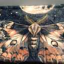 Moth Throw Blanket - 50x60in,Ultra Soft, Cozy Lightweight Flannel,Moon Night Mystical Botanical Blankets - Gifts for Women,for Couch Office Travel,Home Living Room Decor