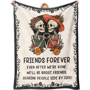 Buioata Friend Gifts for Women Best Friend Blanket Best Friend Birthday Gifts for Women Bestie BFF Soul Sister Graduation Present for Woman Christmas Helloween- to My Friends Skull Blanket 60"x50"
