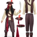 Spooktacular Creations Mens Caribbean Pirate Costume Adult Sea Captain Robber Costume for Halloween, Size L