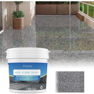 Epoxy Colored Sand Floor Paint, High-Gloss Self-Leveling Epoxy Coating for Interior & Exterior Surfaces, Wear-Resistant & Non-Slip Marble Effect Finish, 35oz (1KG), Gray