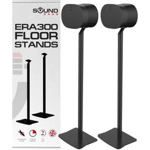 Sound Bass ERA300 Floor Stand, Premium Metal Design, Twin Pack (2pcs), Black, Compatible with Sonos ERA 300 Speaker, Accessories Included, Cable Management, Designed in the UK, Double, Pair