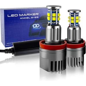 H8 LED Angel Eyes Halo Bulb Light Compatible for BMW E90 E92 E70 E71 E82 E89 M6 1 3 5 Series X5 X6 Z4, 6000K Xenon 120W White Lamps Marker Lights