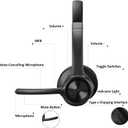 EKVANBEL Bluetooth Headset V5.2, Wireless Headphones with Noise Cancelling Microphone, On Ear Wireless Headset for Cell Phones Laptop Computer