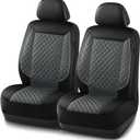 Skechers Car Seat Covers,Piping Luxury Faux Seat Covers,Waterproof Anti Slip Car Seat Protector Front Seats,Car Accessories Airbag Universal Fit for Most Cars,Vans,Trucks,SUV,Gray