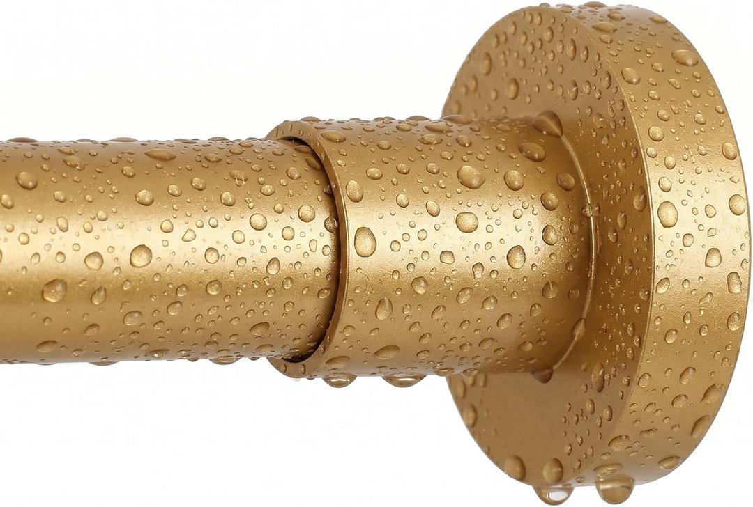 Shower Curtain Rod Tension- No Drill Non-Slip Spring Tension Shower Rod for Window or Bathroom, 43-73 inches Metal Steel, Frosted Gold