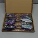 Thiccywoov 6 Pcs Artificial Christmas Poinsettia Stem Fake Green Peppermint Edge Peacock Poinsettia Silk Velvet Flowers Blooms for Christmas Trees Holiday Decorations(Peacock,Blue)