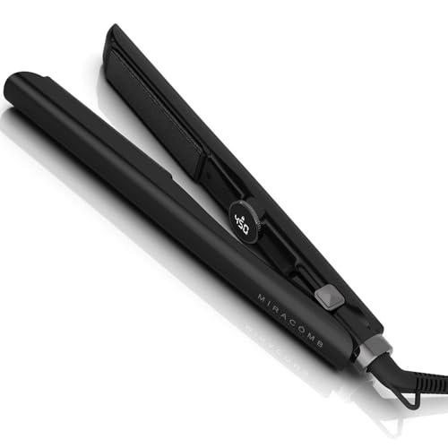 MIRACOMB 1” Flat Iron Hair Straightener Pro - Ceramic Ion Tech, Curls & Straightens Easily, Digital Heat for Precision Styling, Dual Voltage - Perfect Hair Straightening Tool for Travel & Smooth Style