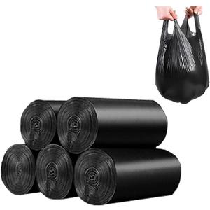 100 Count 4 Gallon Small Black Trash Bags, Durable PE Material, Handles, Breakpoints, 46x60cm