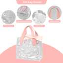 TSAZZZ 48 Pcs Clear Daisy Gift Bags With Handles Plastic PVC Goodie Bags With Ribbon Small Gift Bag For Wedding Birthday Baby Shower Party Valentines Pink (7.8"*7"*3.9")