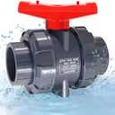 1 1/2" UPVC Union Ball Valve, Double True Union Ball Valve with Full Port Socket Slip Connection Port, EPDM o-Rings, And Reversible PTFE Seats for Swimming Pool, Irrigation(1, 1 1/2")