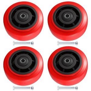 5 Inch Caster Wheel,Polyurethane Caster Set of 4 Load 3200 Lbs,Polyurethane Surface TPE Casters,Dual Ball Bearings,Heavy Duty Casters Replace,for Replace Flatbed Cart & Trolleys Wheels (4 Pack)