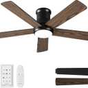 42 Inch Low Profile Ceiling Fan with Light, Black Ceiling Fans with Lights and Remote, Flush Mount, 6 Speeds Reversible Quiet DC, 3CCT Dimmable, Indoor Outdoor Ceiling Fans for Patios Bedroom