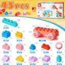 45pcs Soft Building Blocks for Toddlers - BPA-Free STEM Educational Toys Ages 18+ Months, Safe Preschool Learning Blocks for Creativity and Motor Skills Development