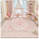 zesthome 8x10 Area Rugs for Girls Bedroom, Non-Slip Backing Washable Rugs, Vintage Large Pink Rug, Stain Resistant Nursery Room Rug (Pink/Blue,8'x10')