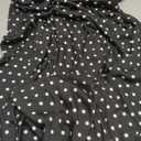 Milumia Women's Polka Dots Lace Trim Deep V Neck Dress Short Sleeve Flared Long Dresses (Black)