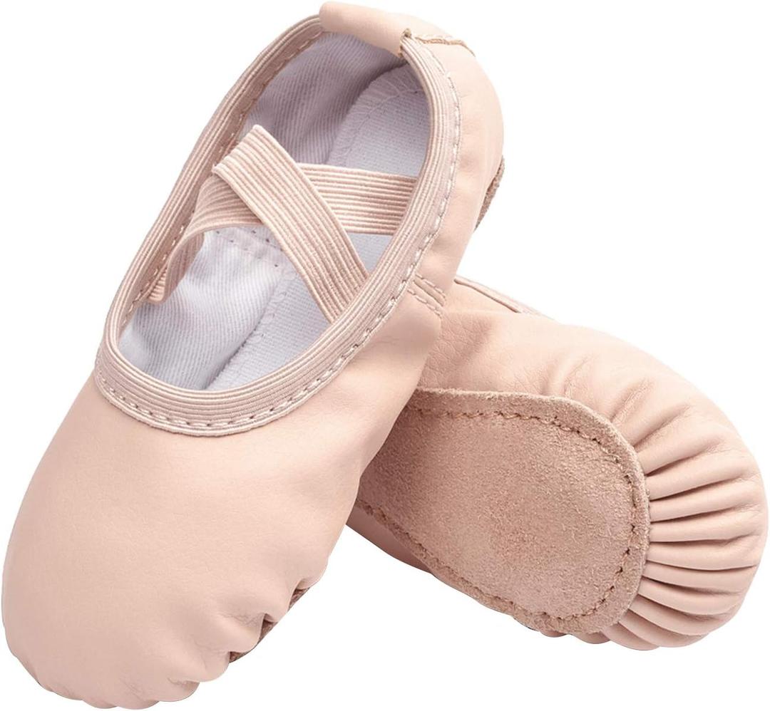 Stelle Ballet Shoes for Girls Boys Close-Fit PU Professional Dance Slippers | Breathable PU upper, Elastic strap, Soft flexible suede sole, No-Tie design, Fits toddlers to big kids, Dance practice, Yoga (Pink)